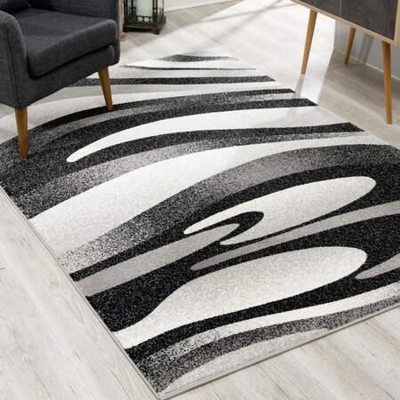 Palacedesigns 4 x 6 ft. Black & Gray Abstract Marble Area Rug - Black Gray - 4' x 6' PA3097036